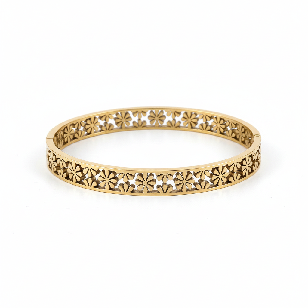 Daisy flower bracelet on white background