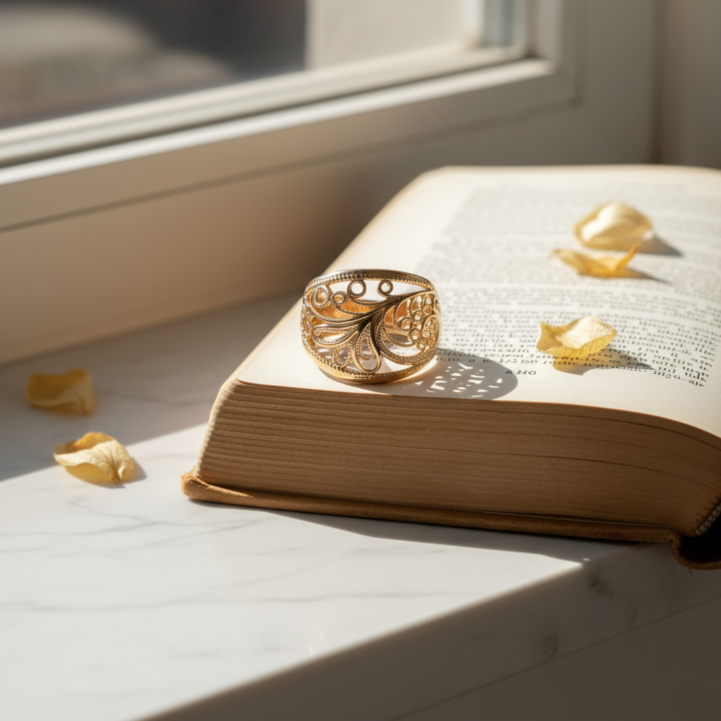 Filigree Gold Dome Ring – Vintage Book Lifestyle