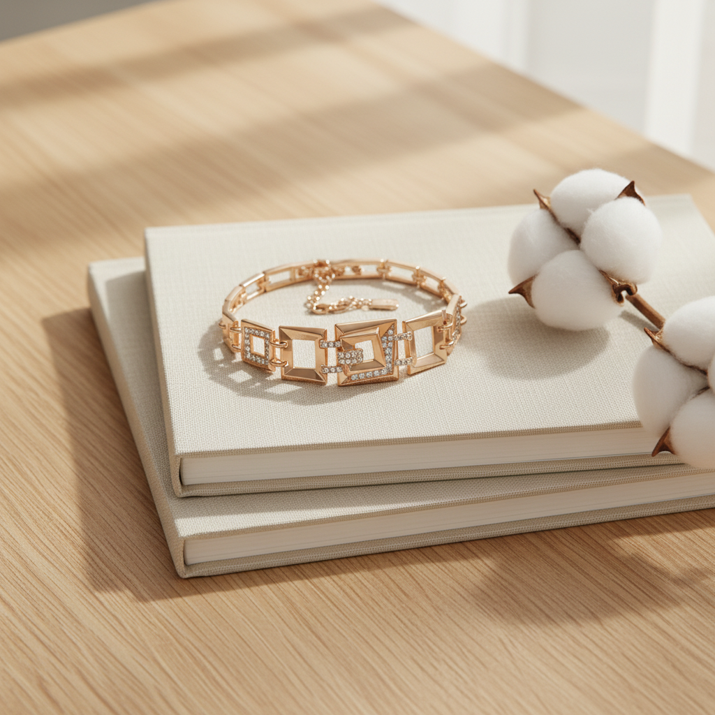 Geometric Rose Gold Chain Bracelet – Books Lifestyle