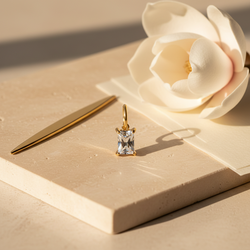 Gold Baguette Zircon Drop Earring — Styled Lifestyle