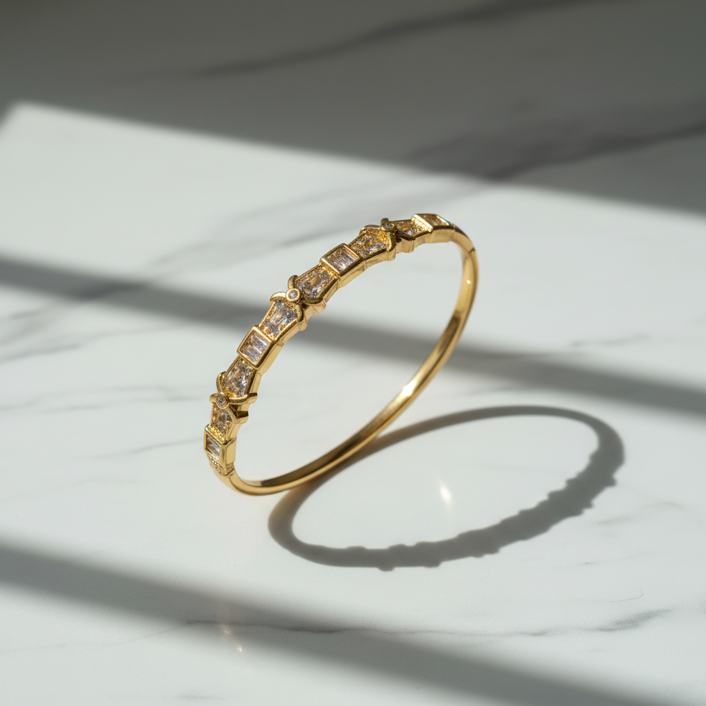 Gold crystal bangle lifestyle shot