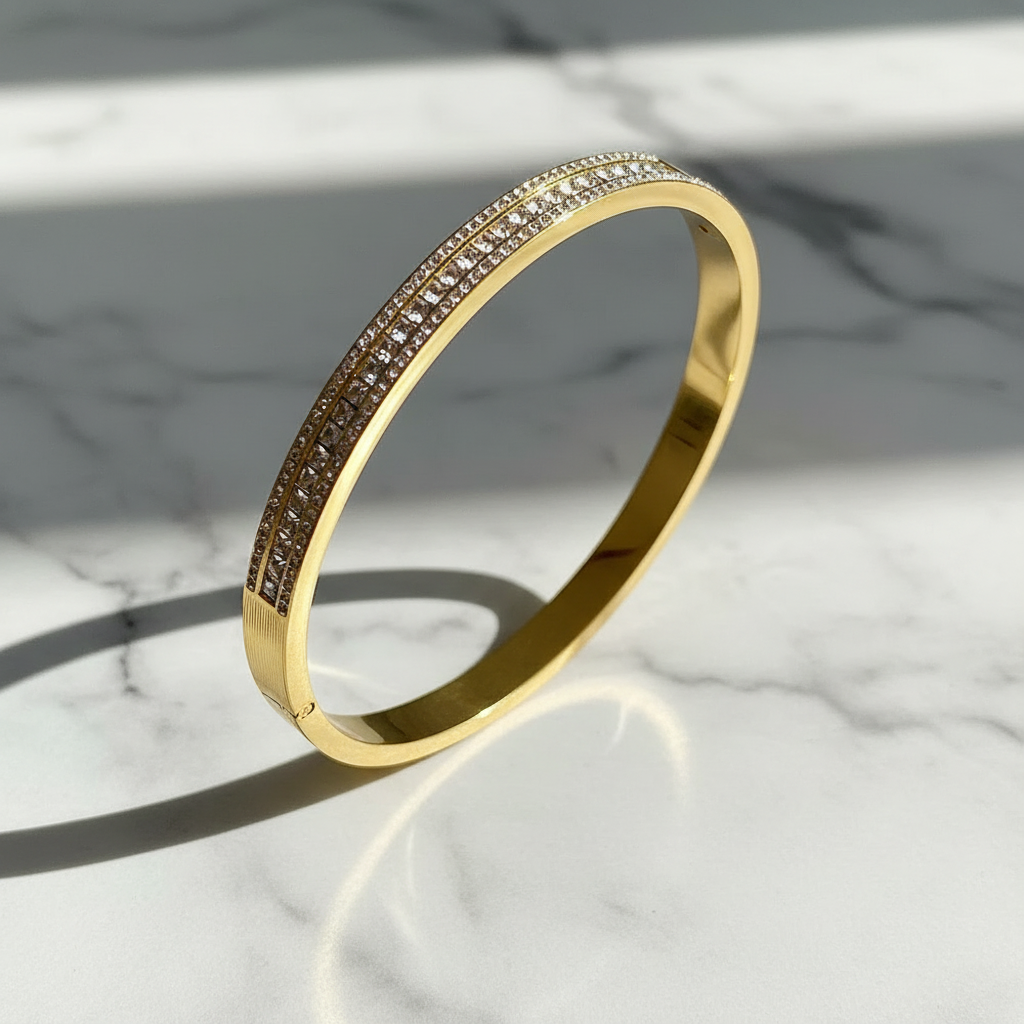 Gold crystal bracelet lifestyle shot