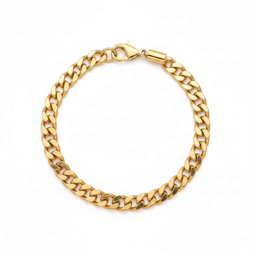 Gold Curb Chain Anklet — Clean White
