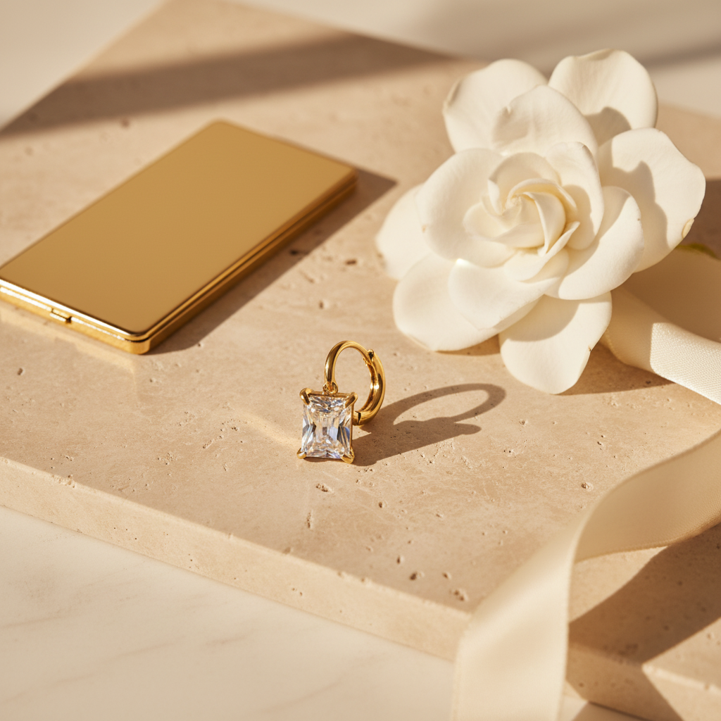 Gold Rectangle-Cut Zircon Drop Earring — Styled Lifestyle
