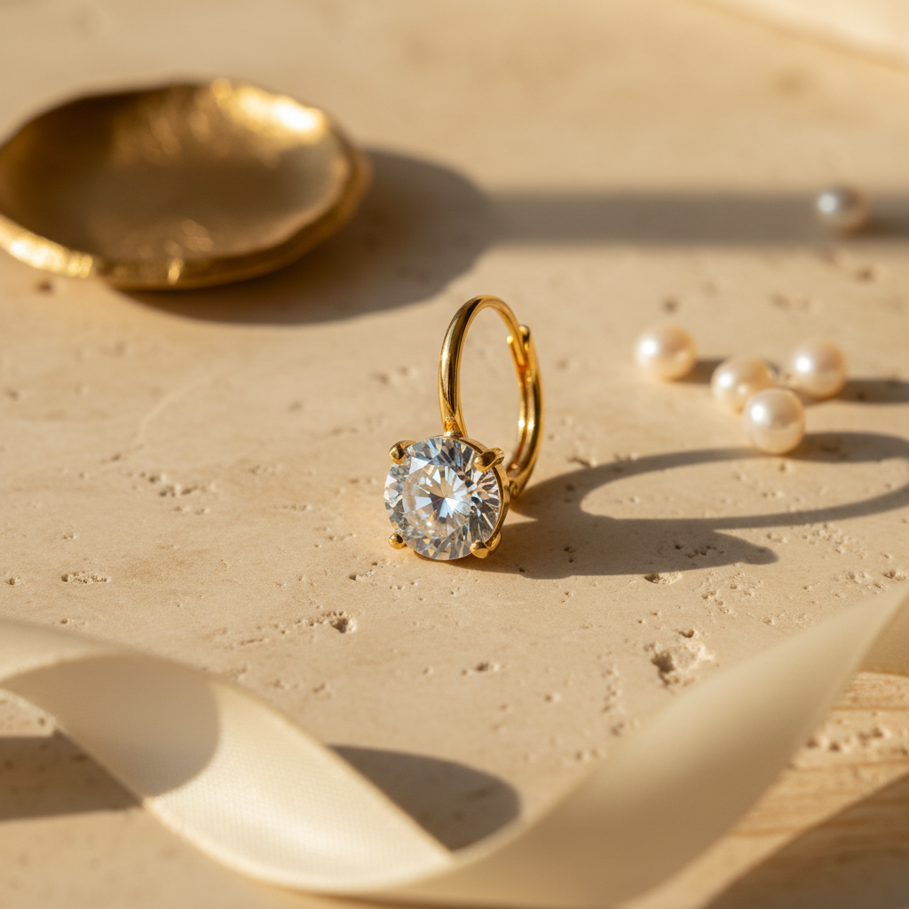Gold Round Zircon Drop Earring — Styled Lifestyle