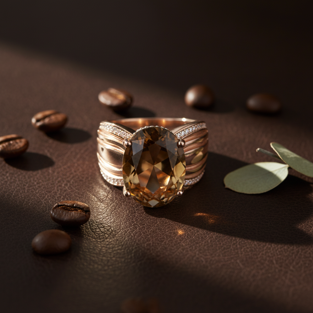 Natural Brown Zircon Rose Gold Solitaire Ring – Coffee Leather Lifestyle