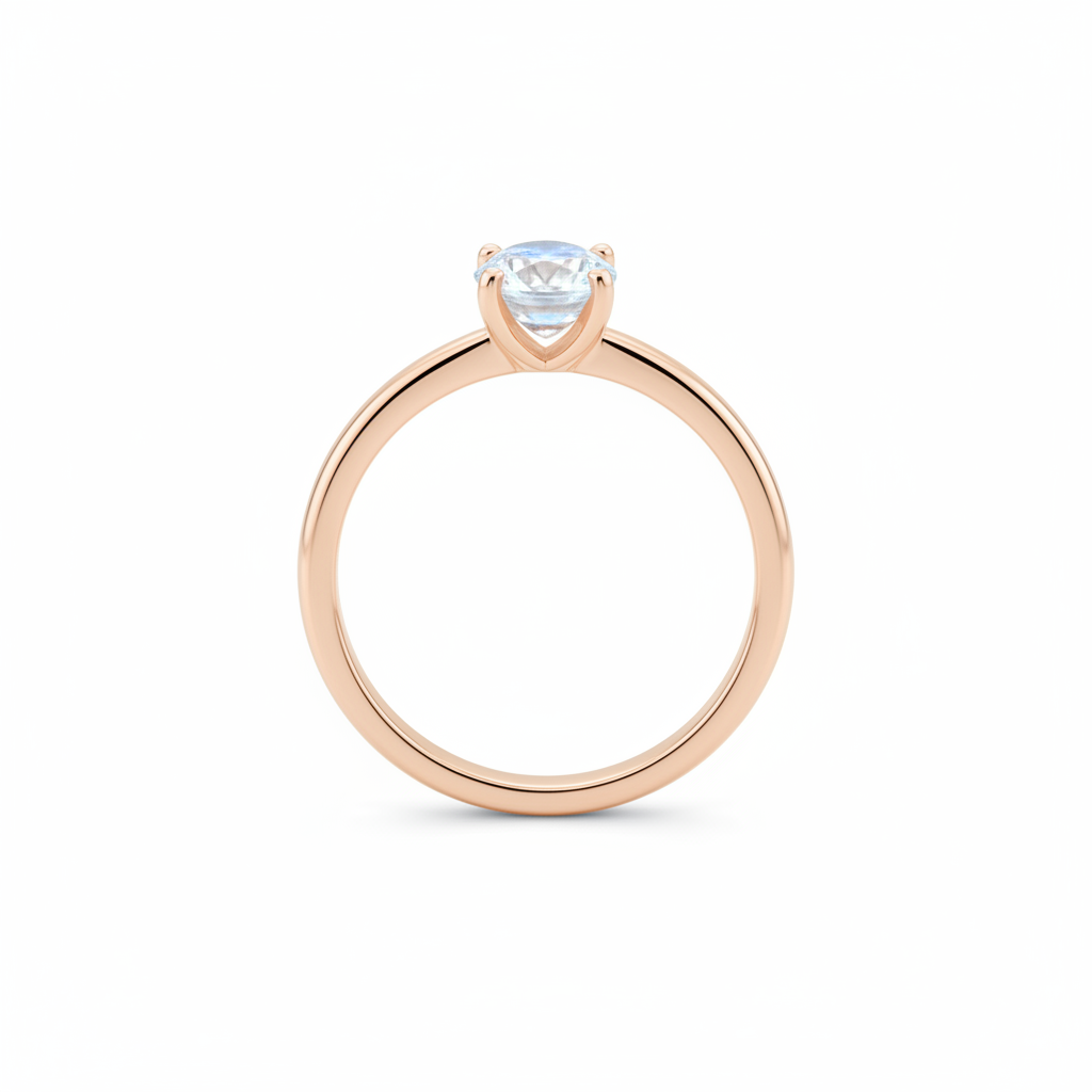 Natural Zircon Rose Gold Solitaire Ring – End-On Hole View