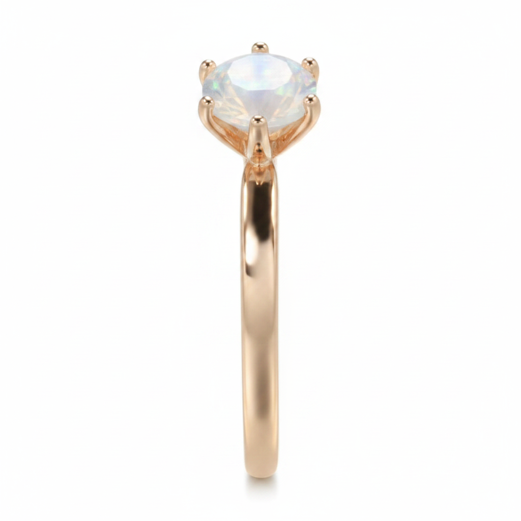 Natural Zircon Rose Gold Solitaire Ring – Front Facing White Background
