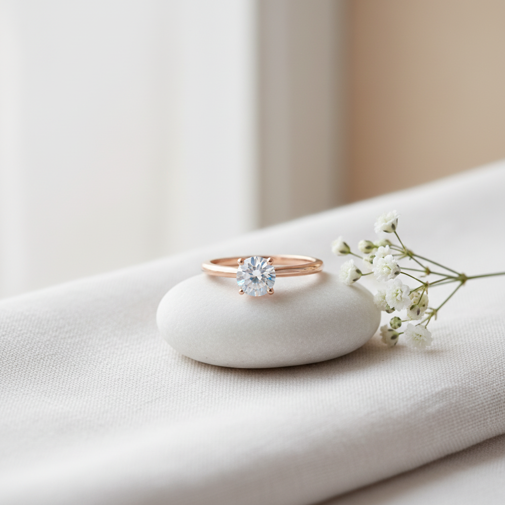 Natural Zircon Rose Gold Solitaire Ring – Natural Light Lifestyle