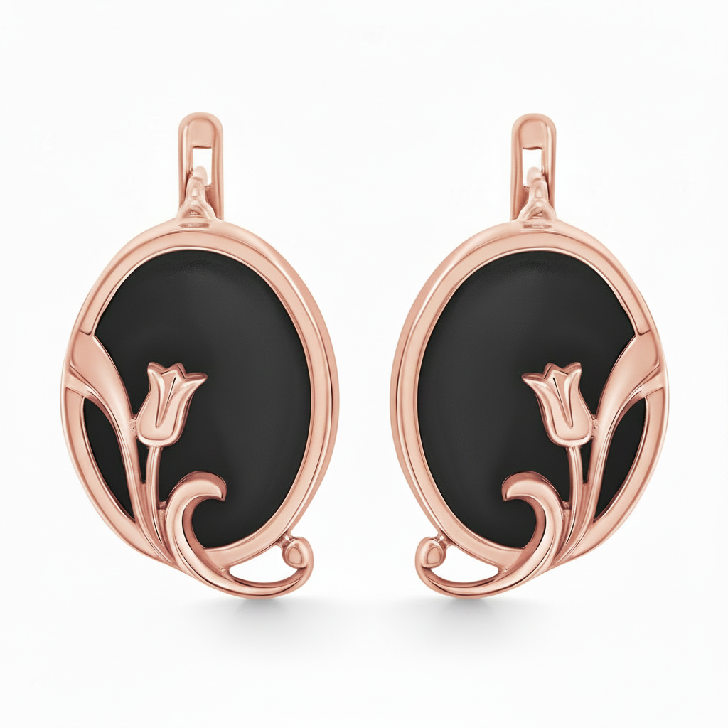 Pink Rose Gold Earrings