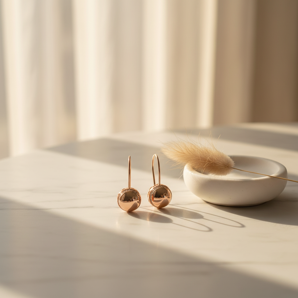 Rose Gold Ball Drop Earrings – Lifestyle