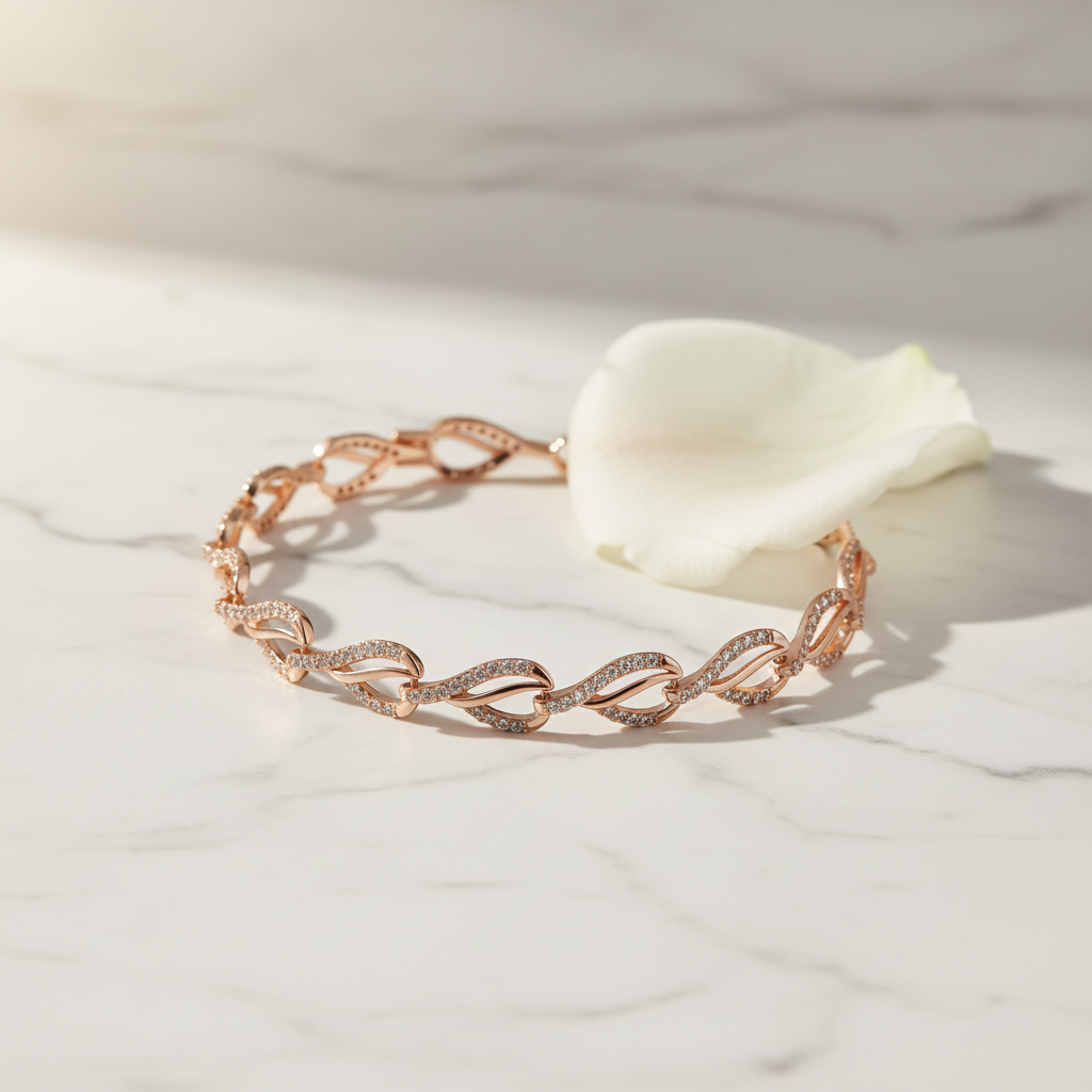 Rose Gold Crystal Link Bracelet – Solo Lifestyle Shot