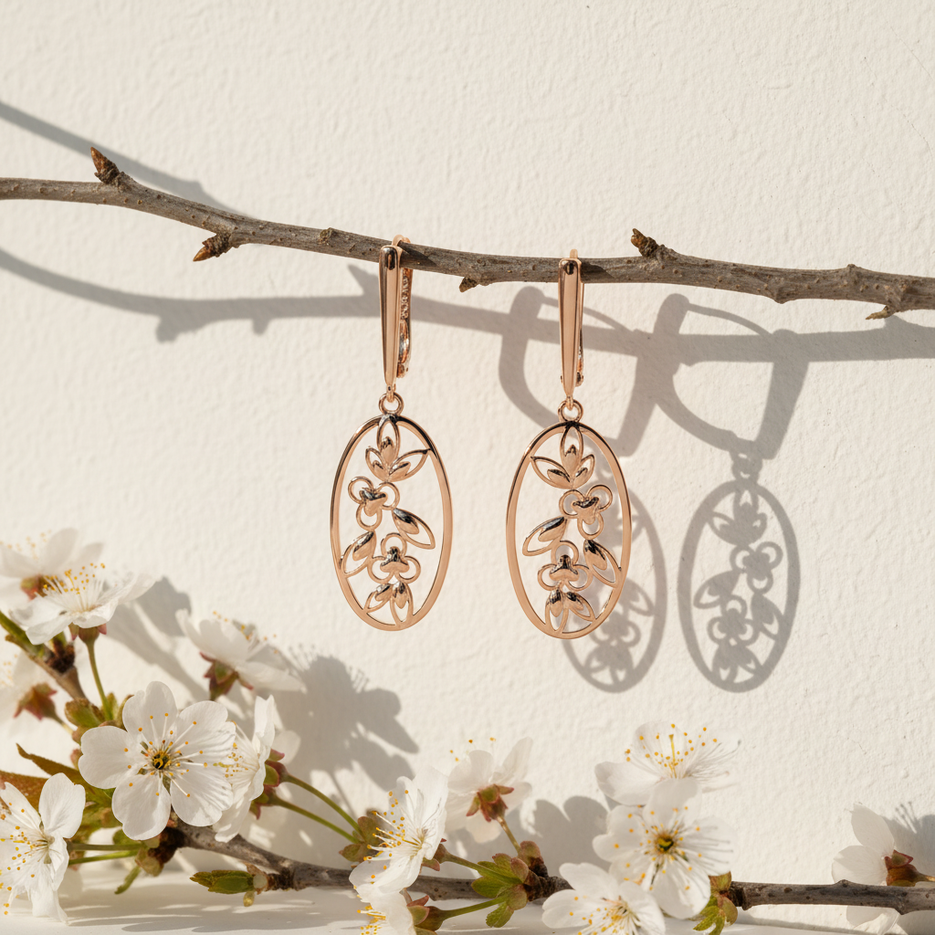 Rose Gold Filigree Flower Drop Earrings – Natural Light Lifestyle