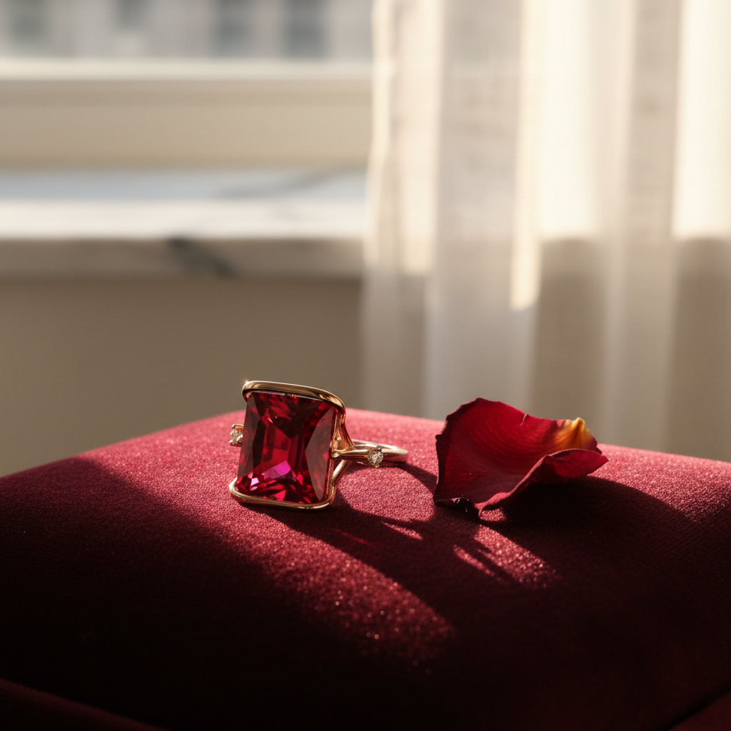 Rose Gold Ruby Ring – Natural Light Lifestyle