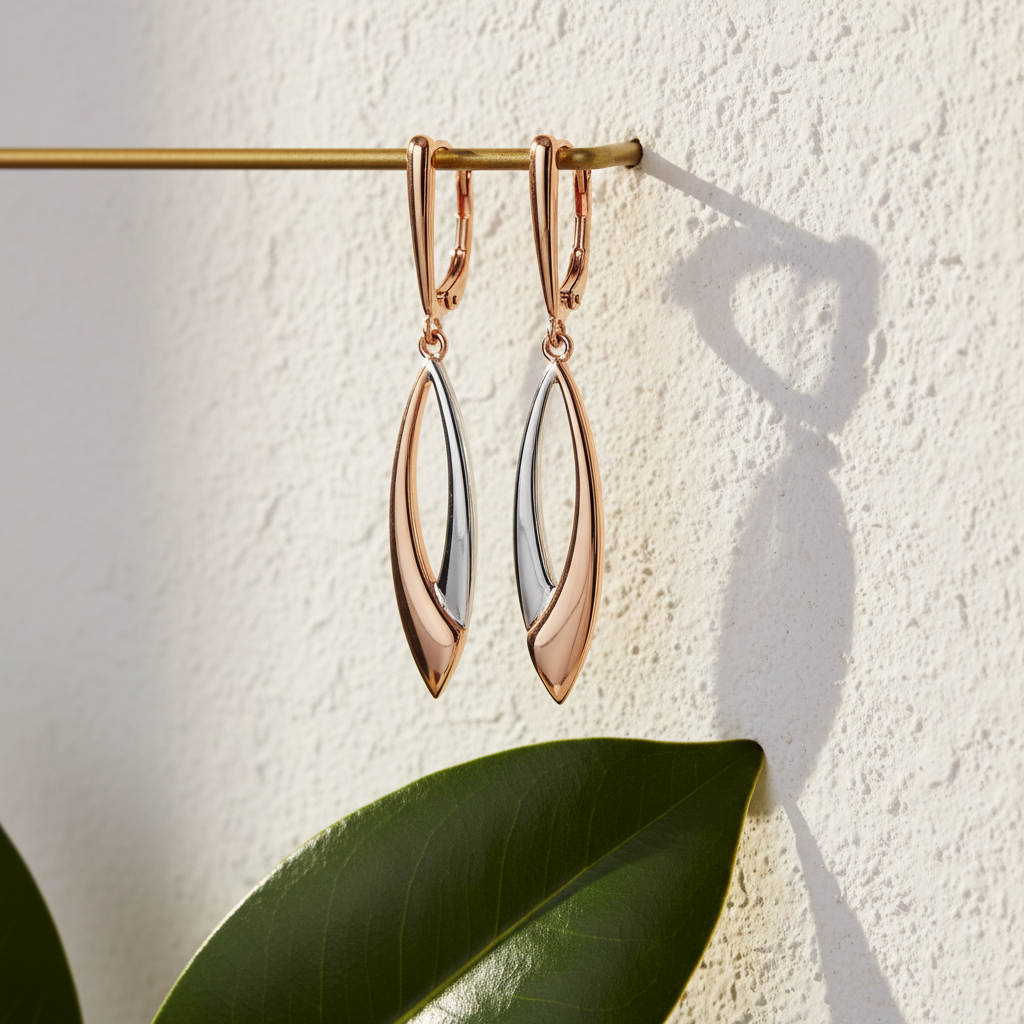 Rose Gold & Silver Two-Tone Drop Earrings – Natural Light Lifestyle