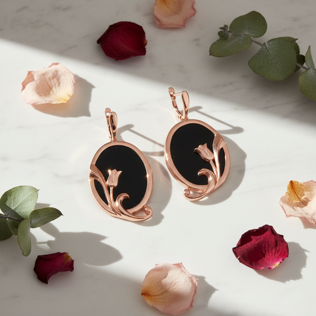 Rose Gold Tulip Earrings Bright Lifestyle