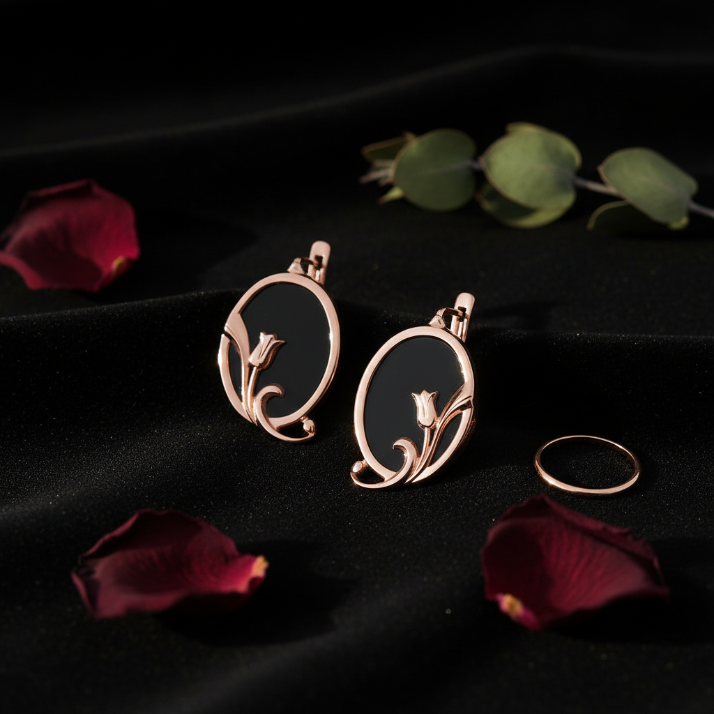 Rose Gold Tulip Earrings Lifestyle