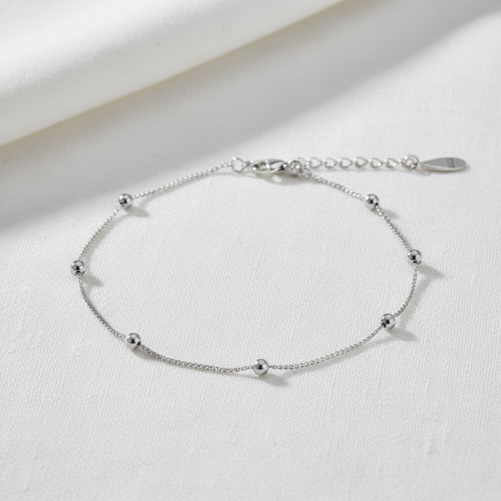 Silver Beaded Satellite Bracelet – Solo Lifestyle Shot