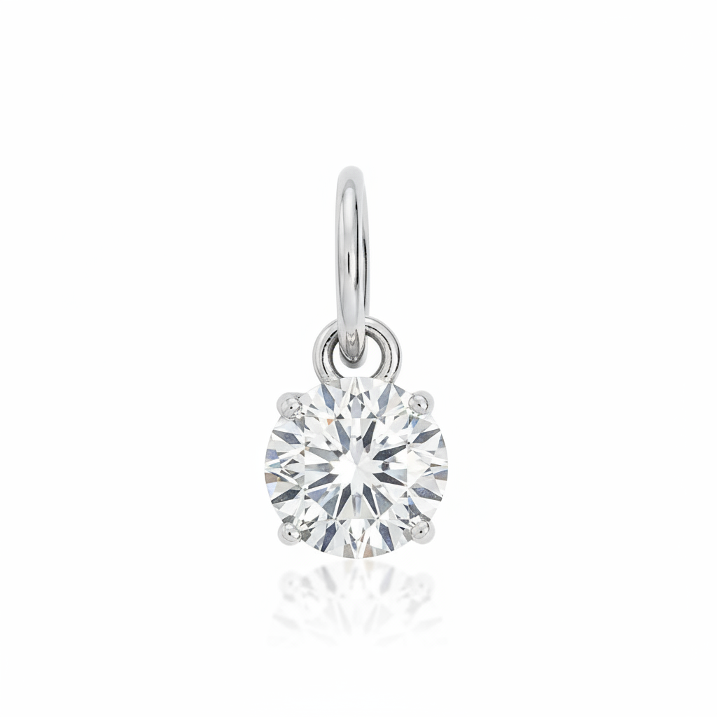 Silver Round Zircon Drop Earring — Full White