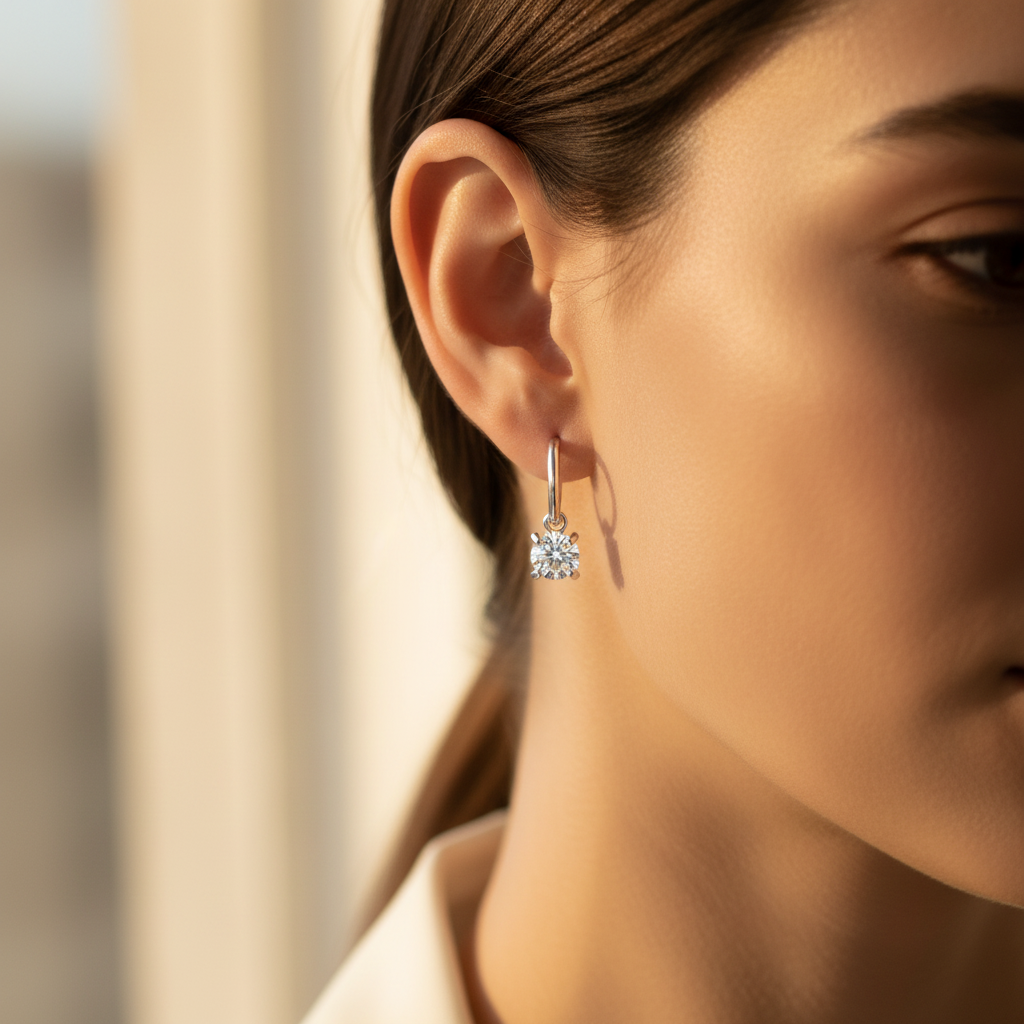 Silver Zircon Drop Earring — Lifestyle