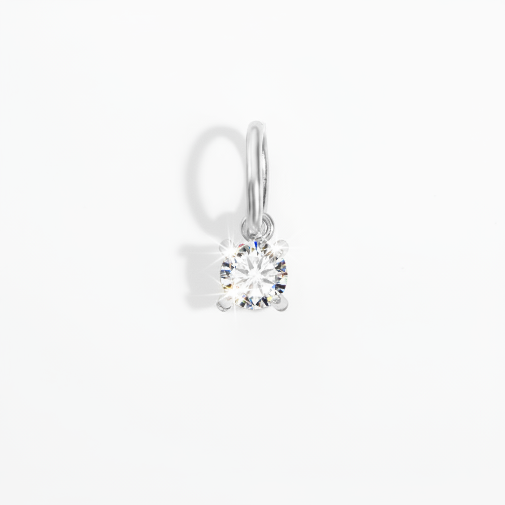 Silver Zircon Drop Earring — Pure White