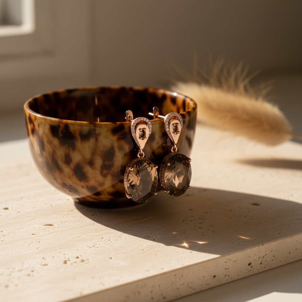 Smoky Quartz Rose Gold Drop Earrings – Travertine Lifestyle