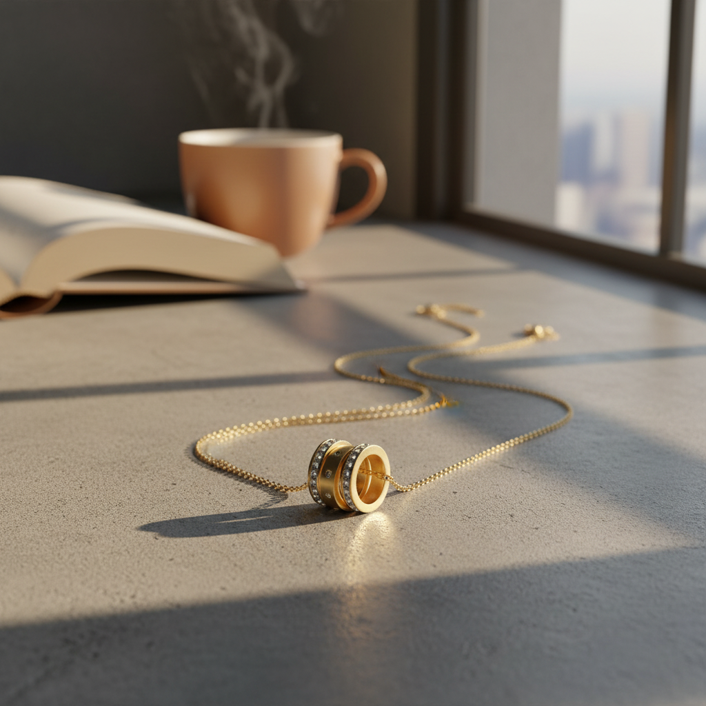 Three-ring pendant necklace lifestyle image square